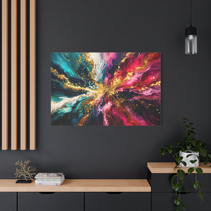 Abstract Fluid Art Canvas – Teal, Magenta & Gold Statement Wall Art, canvas wall art, gallery image 88 of 100