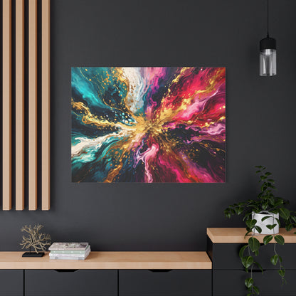 Abstract Fluid Art Canvas – Teal, Magenta & Gold Statement Wall Art, canvas wall art, gallery image 91 of 100