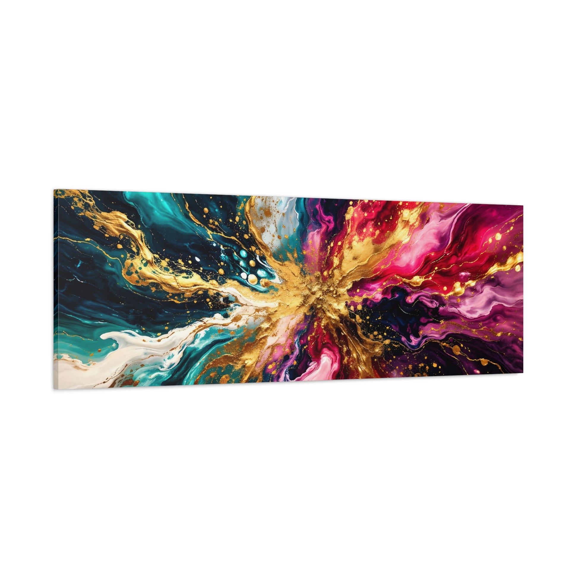 Abstract Fluid Art Canvas – Teal, Magenta & Gold Statement Wall Art, canvas wall art, gallery image 92 of 100
