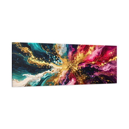 Abstract Fluid Art Canvas – Teal, Magenta & Gold Statement Wall Art, canvas wall art, gallery image 92 of 100