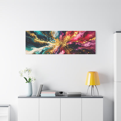 Abstract Fluid Art Canvas – Teal, Magenta & Gold Statement Wall Art, canvas wall art, gallery image 93 of 100