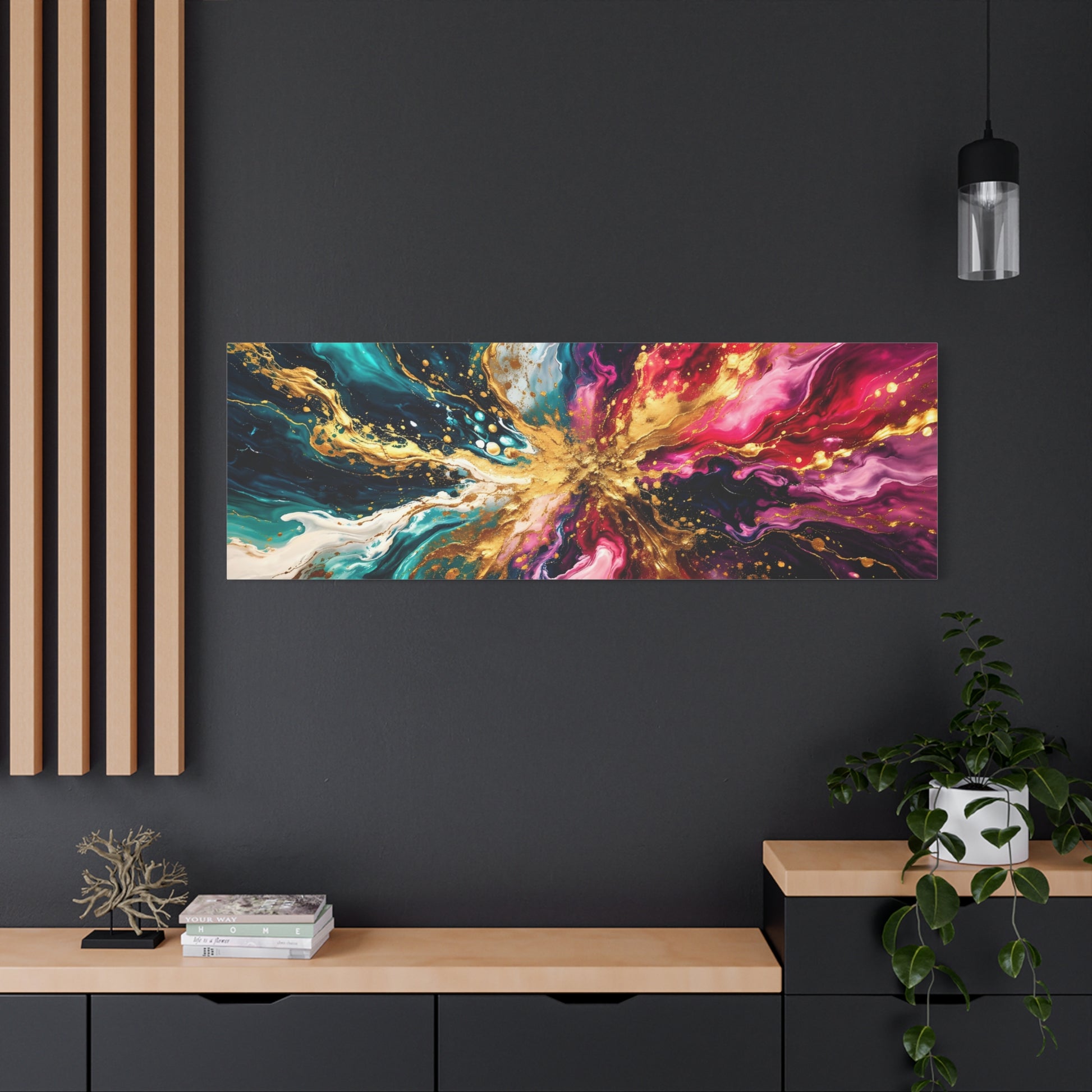 Abstract Fluid Art Canvas – Teal, Magenta & Gold Statement Wall Art, canvas wall art, gallery image 94 of 100