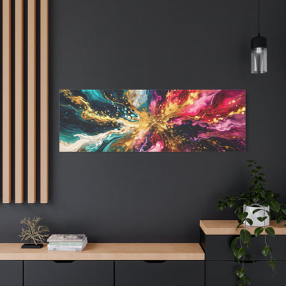 Abstract Fluid Art Canvas – Teal, Magenta & Gold Statement Wall Art, canvas wall art, gallery image 94 of 100