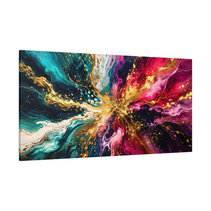 Abstract Fluid Art Canvas – Teal, Magenta & Gold Statement Wall Art, canvas wall art, gallery image 95 of 100