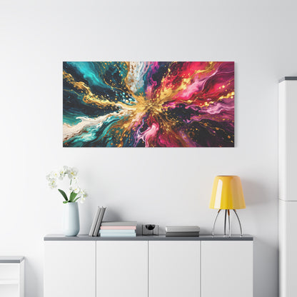 Abstract Fluid Art Canvas – Teal, Magenta & Gold Statement Wall Art, canvas wall art, gallery image 96 of 100