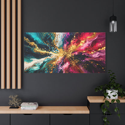 Abstract Fluid Art Canvas – Teal, Magenta & Gold Statement Wall Art, canvas wall art, gallery image 97 of 100