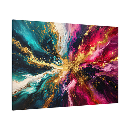 Abstract Fluid Art Canvas – Teal, Magenta & Gold Statement Wall Art, canvas wall art, gallery image 98 of 100