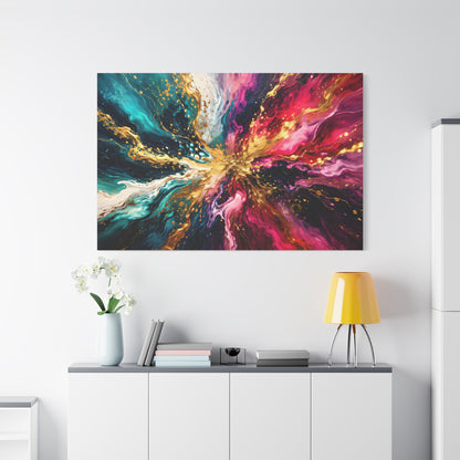 Abstract Fluid Art Canvas – Teal, Magenta & Gold Statement Wall Art, canvas wall art, gallery image 99 of 100