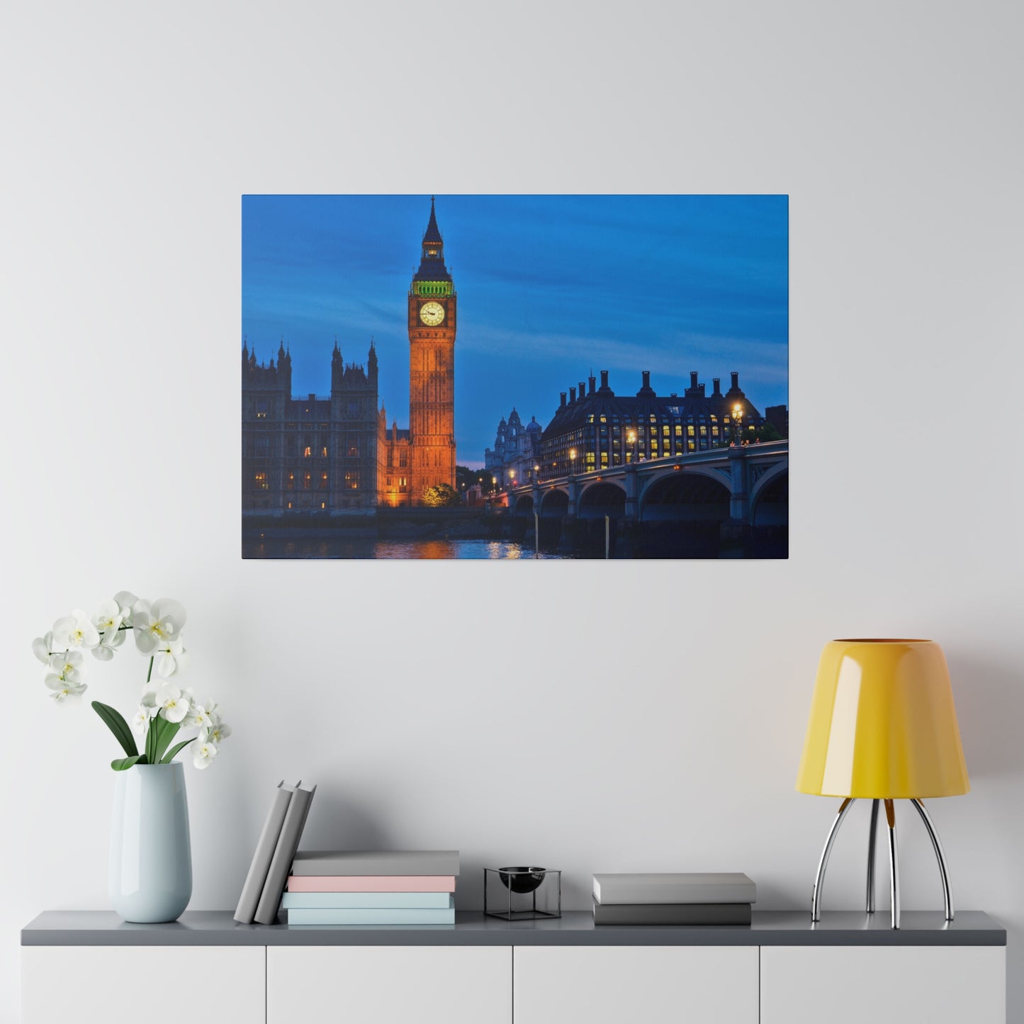 Big Ben glowing brightly in the night, surrounded by the city lights of London, highlighting the beauty of this historic landmark.