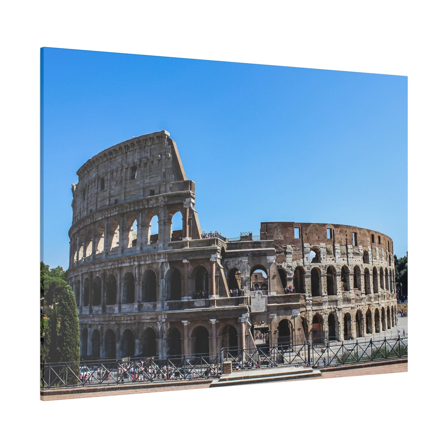 The historic monument of the Colosseum in Rome, Italy, with its ancient walls and arches, a testament to Roman engineering.