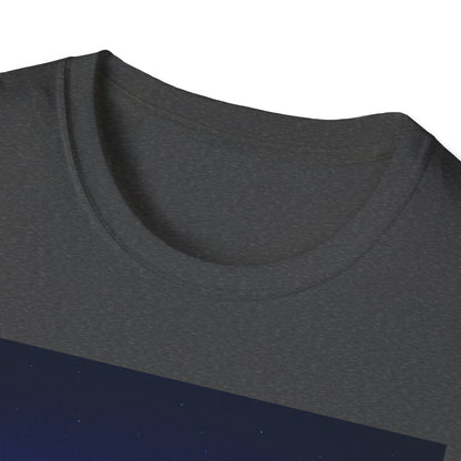 Close-up of a dark gray heather crew-neck T-shirt neckline, showing the curved collar and fabric texture.