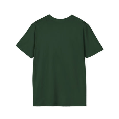 Back view of a solid dark green short-sleeve T-shirt with no visible logos.