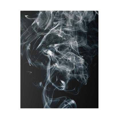 High-contrast close-up of white smoke curling against a dark background.