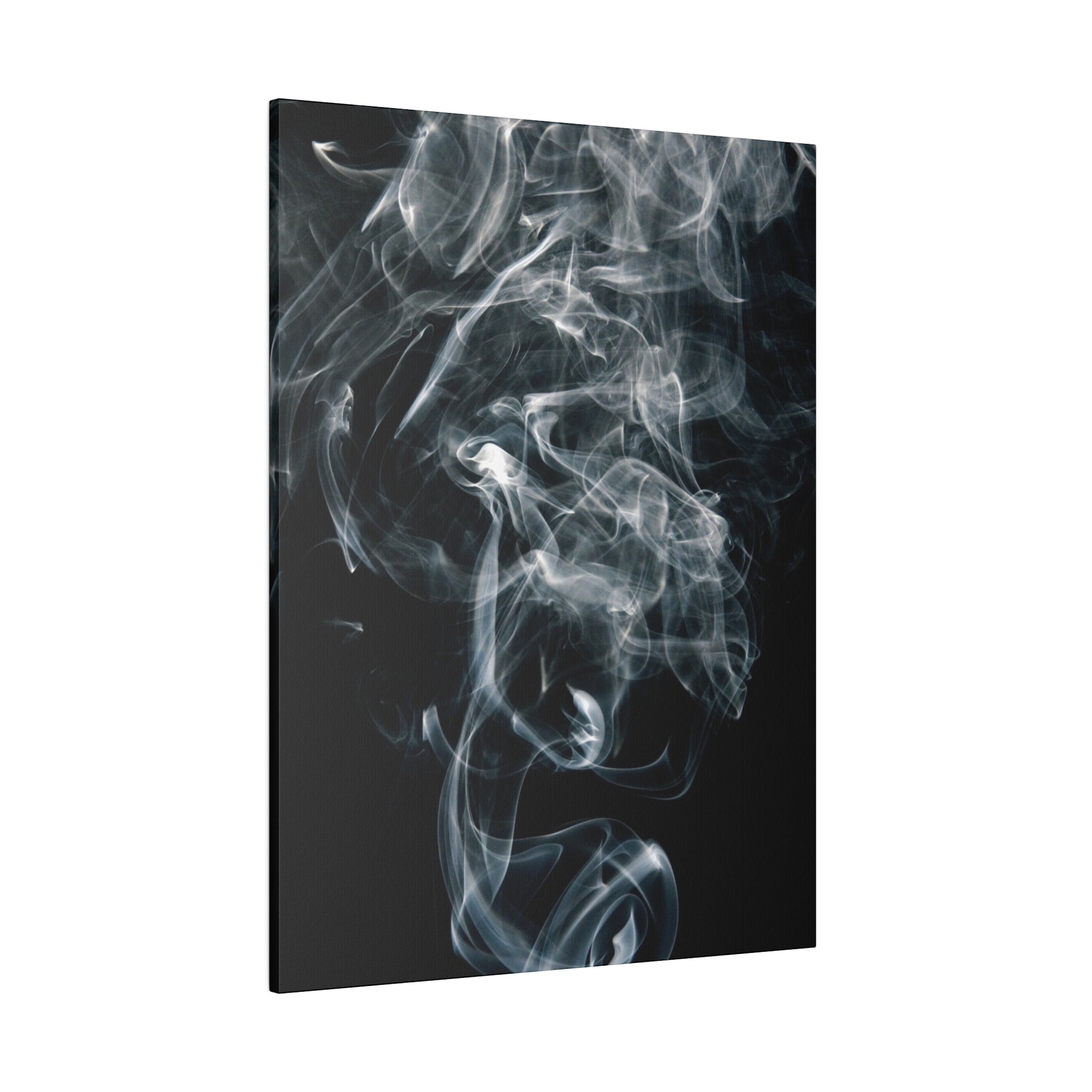 Canvas print showing white smoke wisps curling against a black background.
