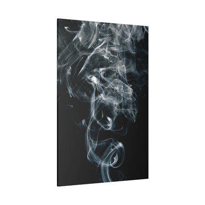 Vertical canvas print of white smoke wisps curling over a dark gray to black background.