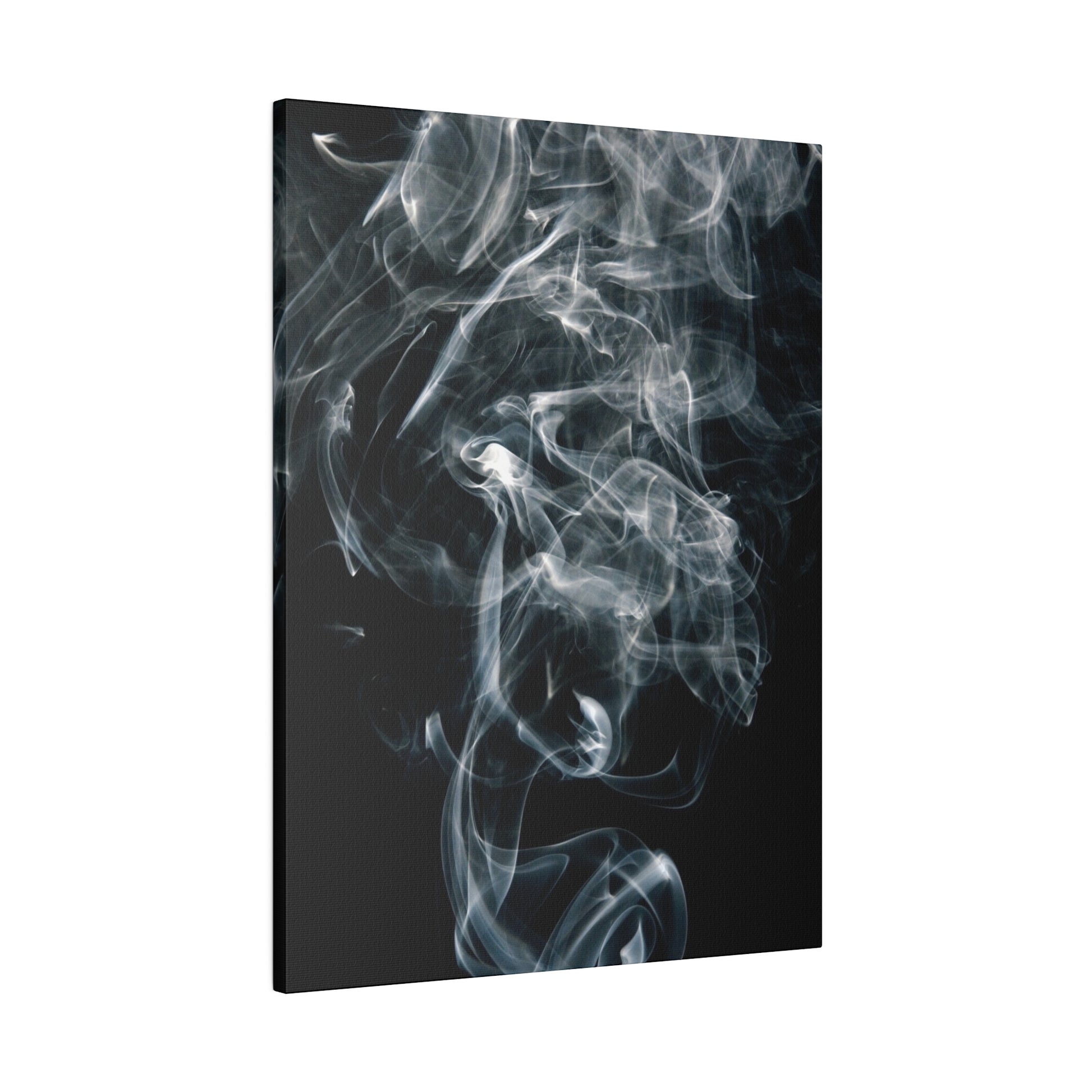 Canvas print showing white smoke wisps swirling against a dark gray to black background.