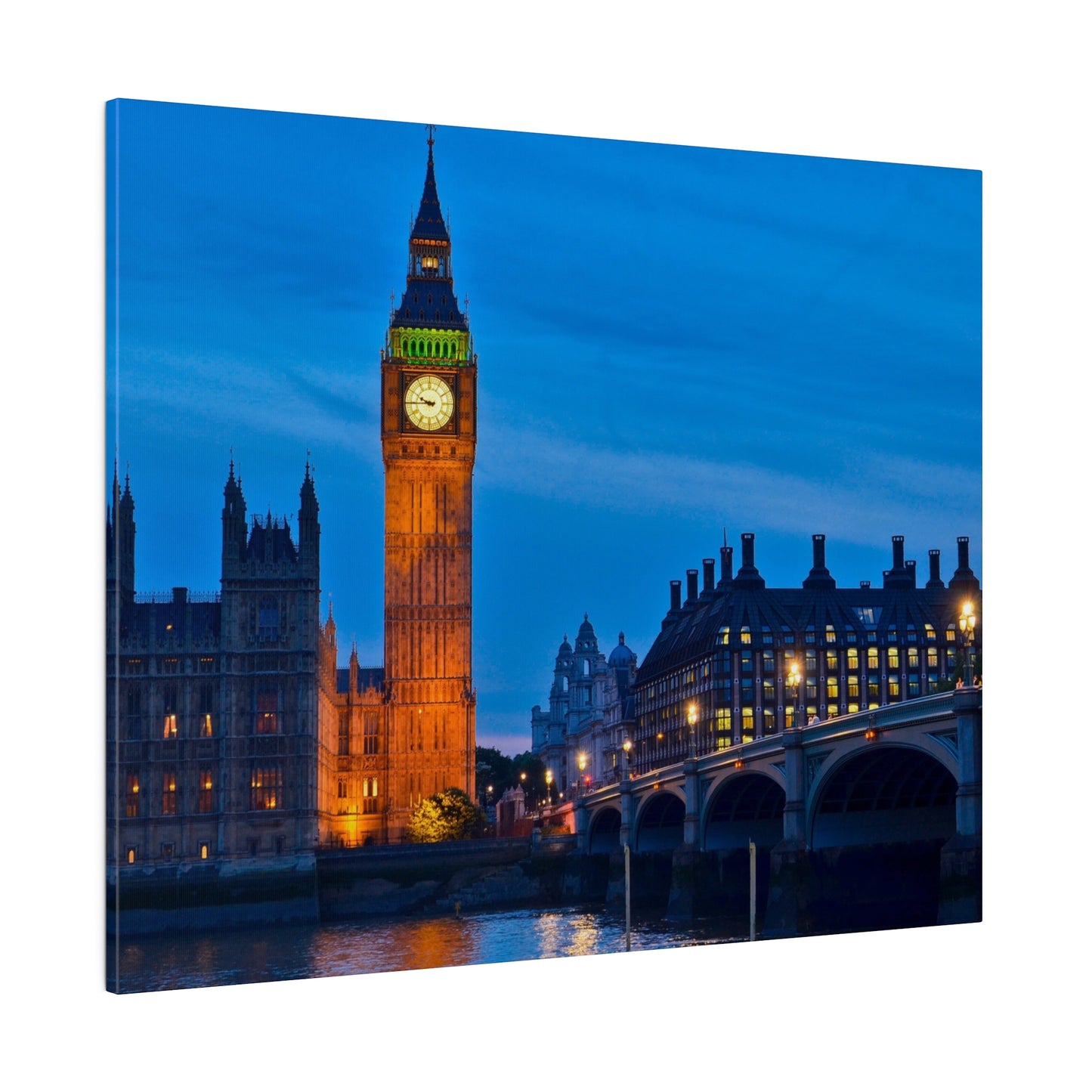 The famous Big Ben clock tower at night, beautifully lit up, showcasing the intricate details of this historic London landmark.