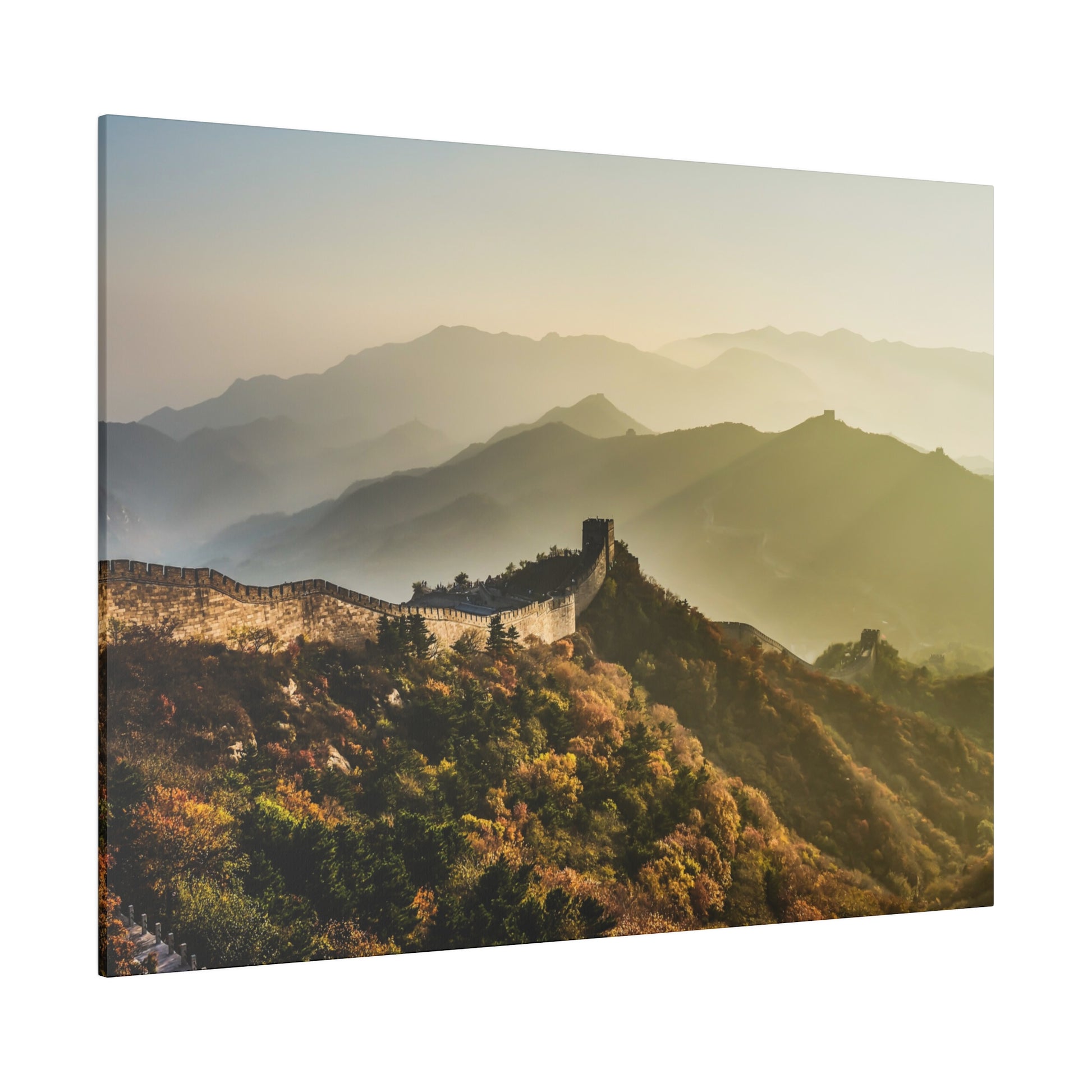 The Great Wall of China adorned with autumn colors, creating a picturesque scene.