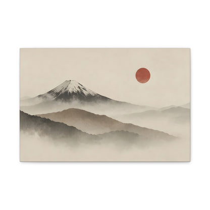 Japandi Mountain Landscape Canvas – Minimalist Zen Wall Art with Red Sun, canvas wall art, gallery image 5 of 60