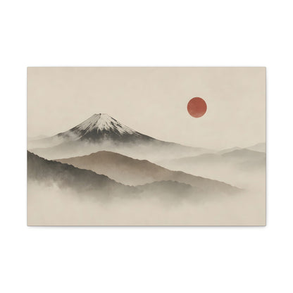 Japandi Mountain Landscape Canvas – Minimalist Zen Wall Art with Red Sun, canvas wall art, gallery image 6 of 60