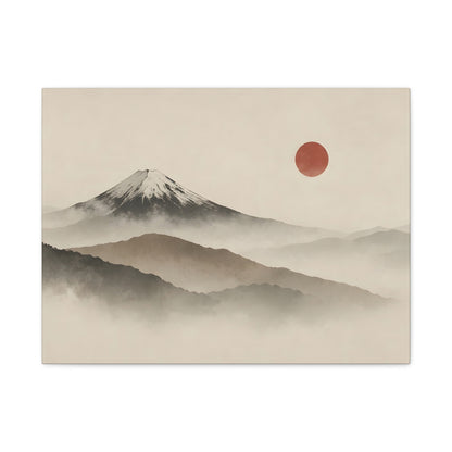 Japandi Mountain Landscape Canvas – Minimalist Zen Wall Art with Red Sun, canvas wall art, gallery image 7 of 60