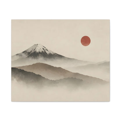 Japandi Mountain Landscape Canvas – Minimalist Zen Wall Art with Red Sun, canvas wall art, gallery image 8 of 60