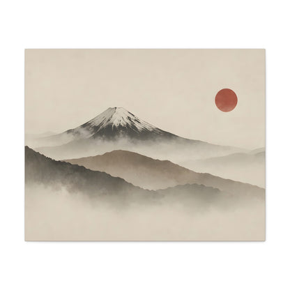 Japandi Mountain Landscape Canvas – Minimalist Zen Wall Art with Red Sun, canvas wall art, gallery image 10 of 60