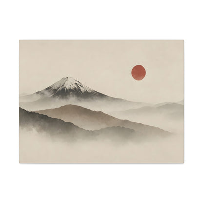 Japandi Mountain Landscape Canvas – Minimalist Zen Wall Art with Red Sun, canvas wall art, gallery image 11 of 60