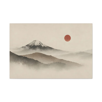 Japandi Mountain Landscape Canvas – Minimalist Zen Wall Art with Red Sun, canvas wall art, gallery image 12 of 60