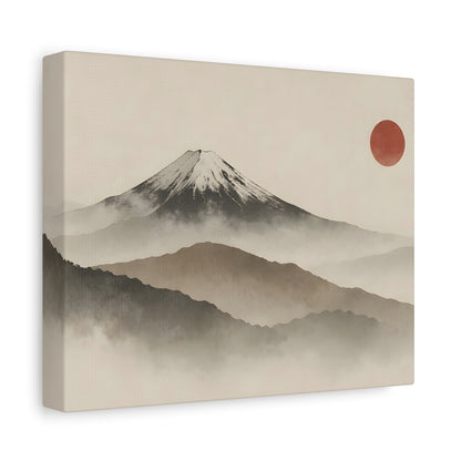Japandi Mountain Landscape Canvas – Minimalist Zen Wall Art with Red Sun, canvas wall art, gallery image 16 of 60