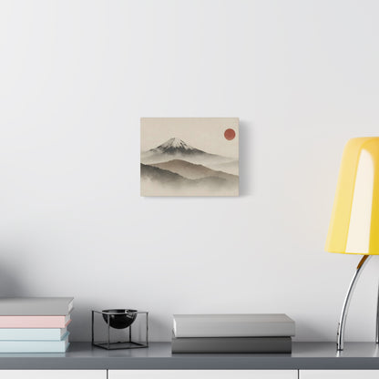 Japandi Mountain Landscape Canvas – Minimalist Zen Wall Art with Red Sun, canvas wall art, gallery image 17 of 60