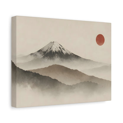 Japandi Mountain Landscape Canvas – Minimalist Zen Wall Art with Red Sun, canvas wall art, gallery image 19 of 60