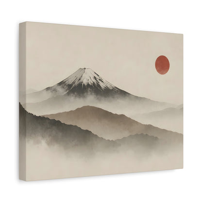Japandi Mountain Landscape Canvas – Minimalist Zen Wall Art with Red Sun, canvas wall art, gallery image 22 of 60