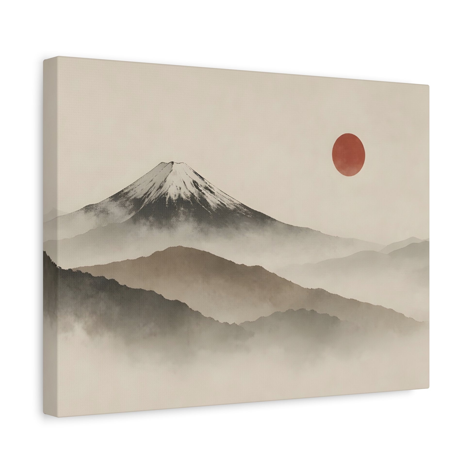 Japandi Mountain Landscape Canvas – Minimalist Zen Wall Art with Red Sun, canvas wall art, gallery image 25 of 60