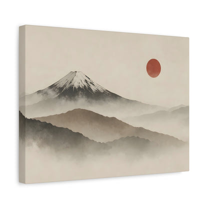 Japandi Mountain Landscape Canvas – Minimalist Zen Wall Art with Red Sun, canvas wall art, gallery image 25 of 60