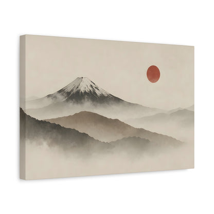 Japandi Mountain Landscape Canvas – Minimalist Zen Wall Art with Red Sun, canvas wall art, gallery image 28 of 60