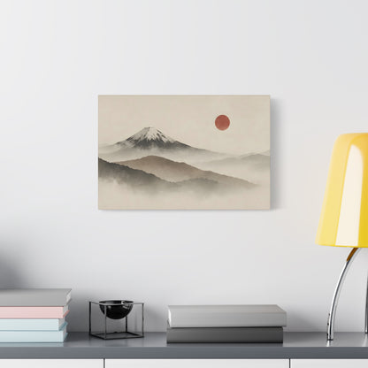 Japandi Mountain Landscape Canvas – Minimalist Zen Wall Art with Red Sun, canvas wall art, gallery image 29 of 60