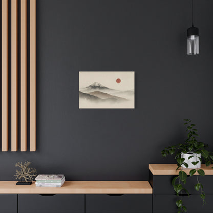 Japandi Mountain Landscape Canvas – Minimalist Zen Wall Art with Red Sun, canvas wall art, gallery image 33 of 60