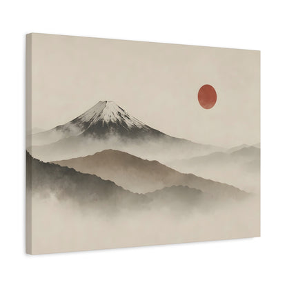 Japandi Mountain Landscape Canvas – Minimalist Zen Wall Art with Red Sun, canvas wall art, gallery image 34 of 60