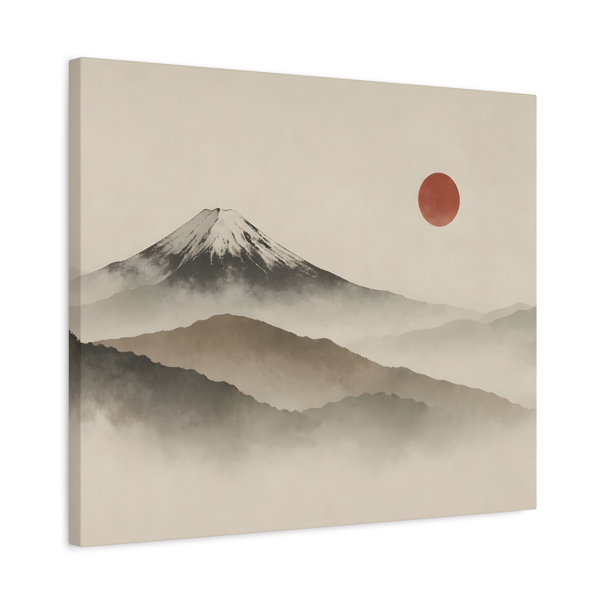 Japandi Mountain Landscape Canvas – Minimalist Zen Wall Art with Red Sun, canvas wall art, gallery image 37 of 60