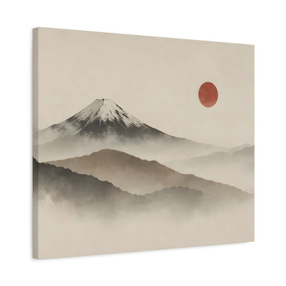 Japandi Mountain Landscape Canvas – Minimalist Zen Wall Art with Red Sun, canvas wall art, gallery image 37 of 60
