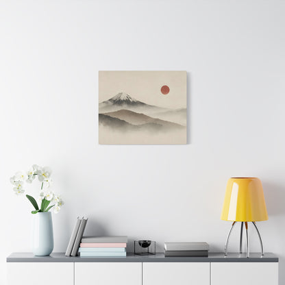Japandi Mountain Landscape Canvas – Minimalist Zen Wall Art with Red Sun, canvas wall art, gallery image 38 of 60