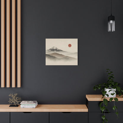 Japandi Mountain Landscape Canvas – Minimalist Zen Wall Art with Red Sun, canvas wall art, gallery image 39 of 60