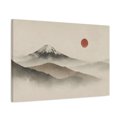 Japandi Mountain Landscape Canvas – Minimalist Zen Wall Art with Red Sun, canvas wall art, gallery image 40 of 60