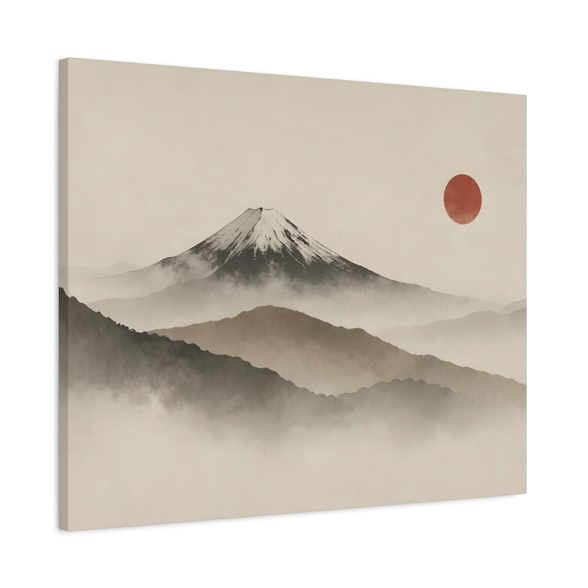 Japandi Mountain Landscape Canvas – Minimalist Zen Wall Art with Red Sun, canvas wall art, gallery image 43 of 60