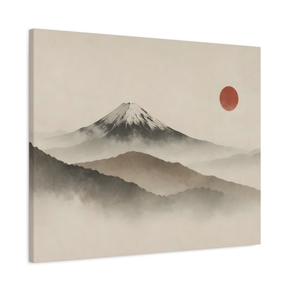 Japandi Mountain Landscape Canvas – Minimalist Zen Wall Art with Red Sun, canvas wall art, gallery image 43 of 60