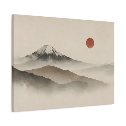 Japandi Mountain Landscape Canvas – Minimalist Zen Wall Art with Red Sun, canvas wall art, gallery image 46 of 60