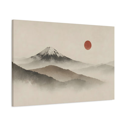 Japandi Mountain Landscape Canvas – Minimalist Zen Wall Art with Red Sun, canvas wall art, gallery image 49 of 60