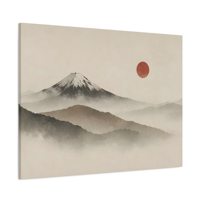 Japandi Mountain Landscape Canvas – Minimalist Zen Wall Art with Red Sun, canvas wall art, gallery image 52 of 60