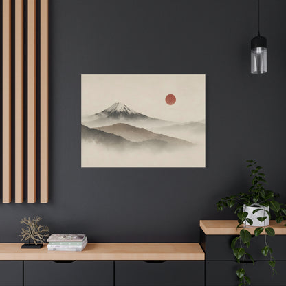 Japandi Mountain Landscape Canvas – Minimalist Zen Wall Art with Red Sun, canvas wall art, gallery image 54 of 60